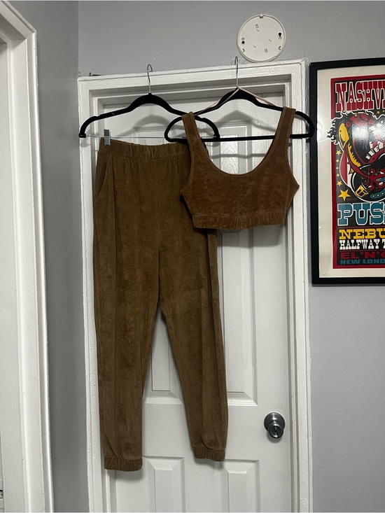 Zara Pants - NWOT ZARA Copper Velour Jogger Pants & Crop Tank Set